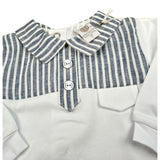 Marlu' Tutina Tinta Unita con Fantasia A Righe per Neonata EC5614 BIANCO MARLU' 