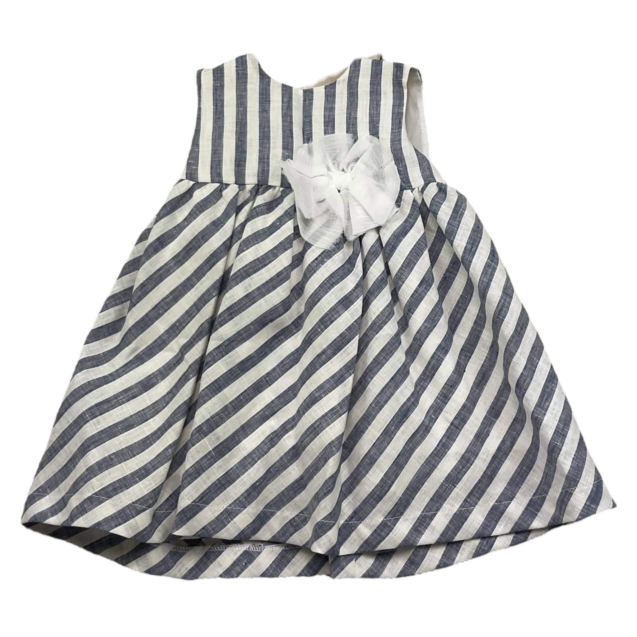 J.O. Milano Abito Giromanica Tinta Unita con Fantasia A Righe per Neonata 172B1N BIANCO/BLU J.O. MILANO 