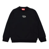 DIESEL felpa chiusa girocollo tinta unita con stampa brillantinata Nero per Bambina J01952 NERO DIESEL 