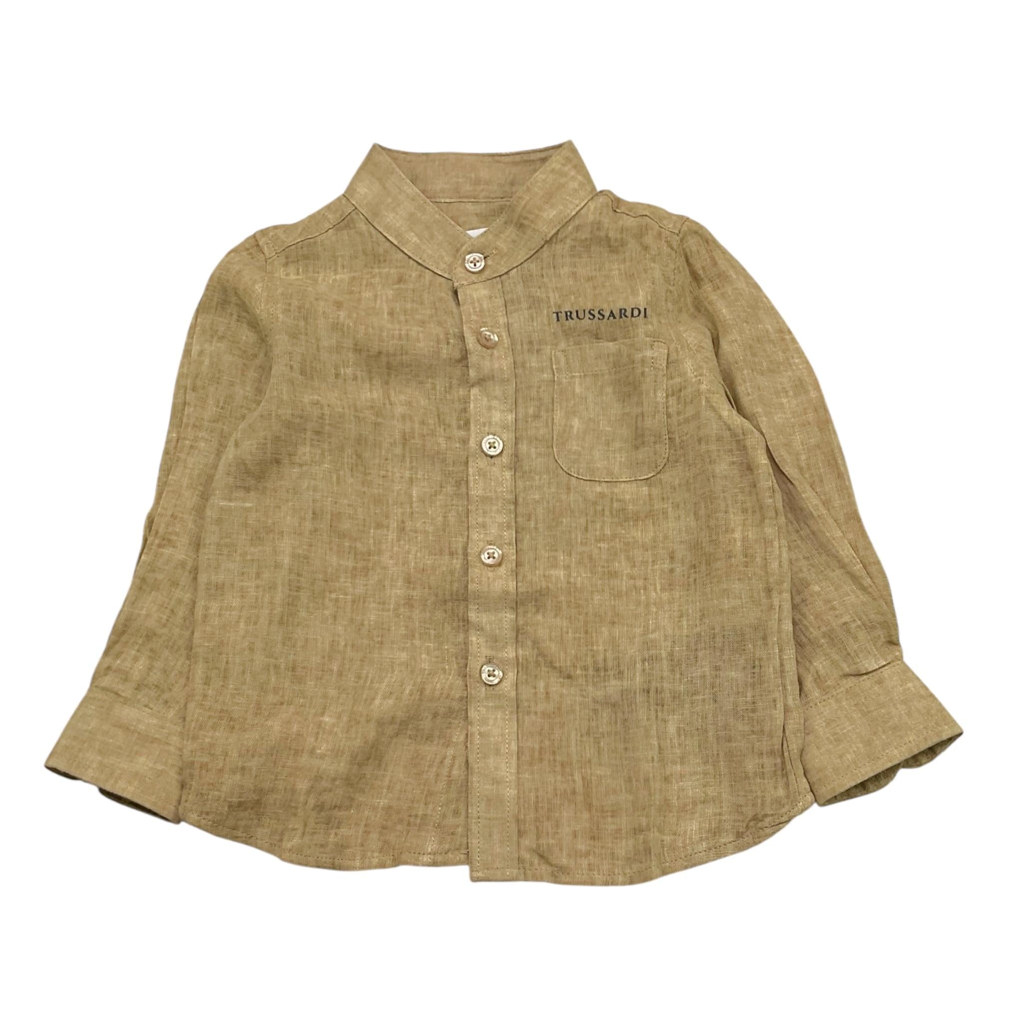 Trussardi Camicia Manica Lunga Tinta Unita con Colletto Coreano per Neonato TIP25042CA SABBIA TRUSSARDI 