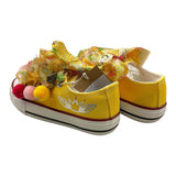 Quickas Sneakers Tinta Unita con Applicazioni e Lacci Giallo per Bambina