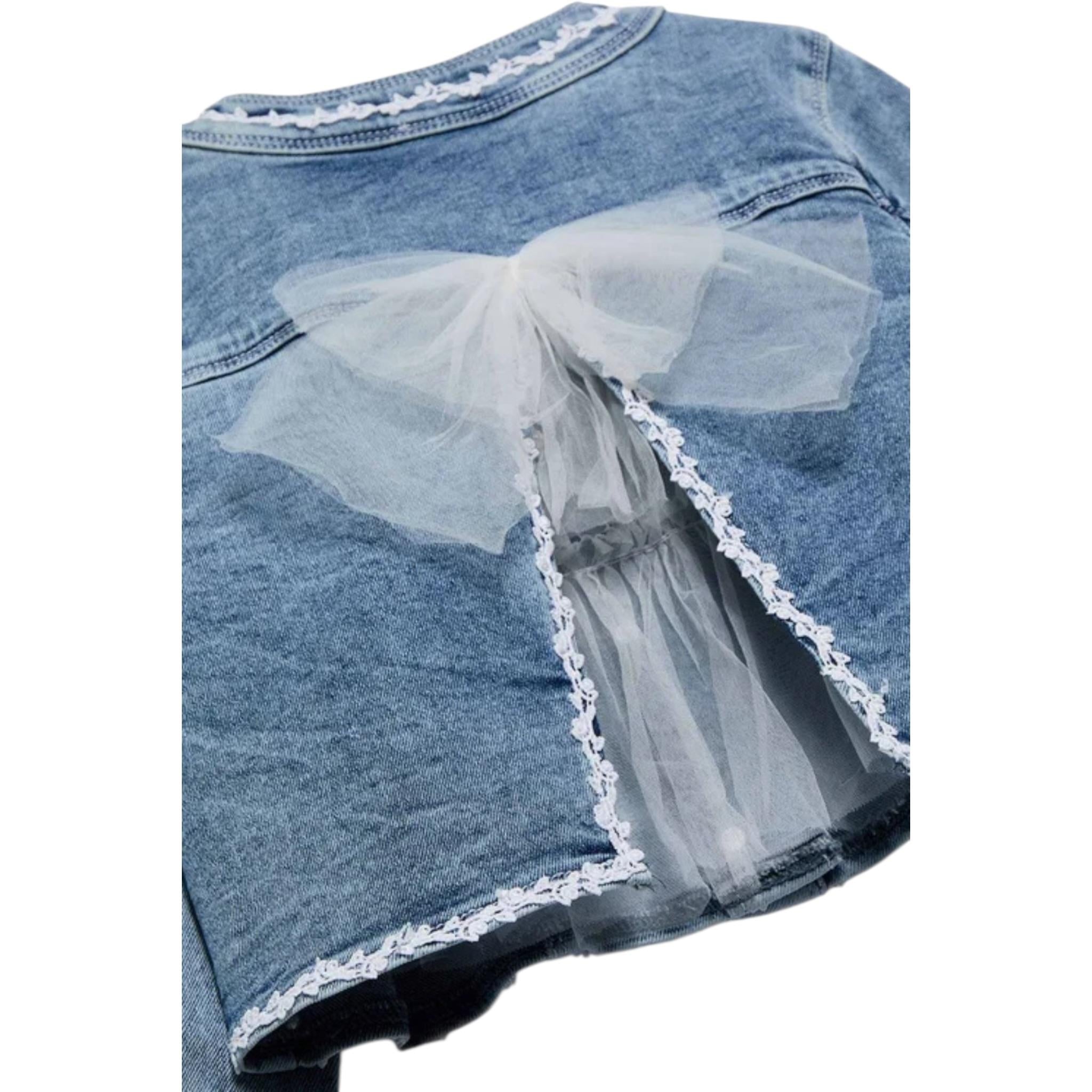 Abel & Lula Giubbino In Denim Tinta Unita con Ricami per Bambina 5369X AZZURRO ABEL & LULA 