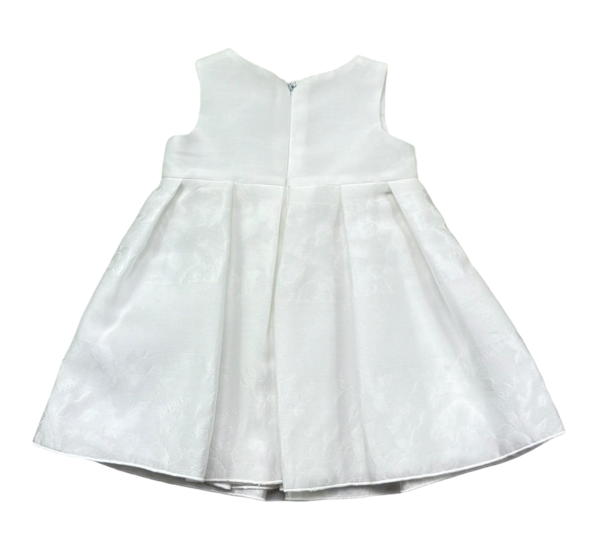 Le Bebe Abito Giromanica Tinta Unita con Fiocco per Neonata LBG0870 BIANCO LE BEBE 