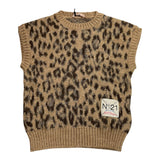 N°21 maglia tinta unita giromanica con fantasia maculato Beige per Bambina N21997X BEIGE N°21 