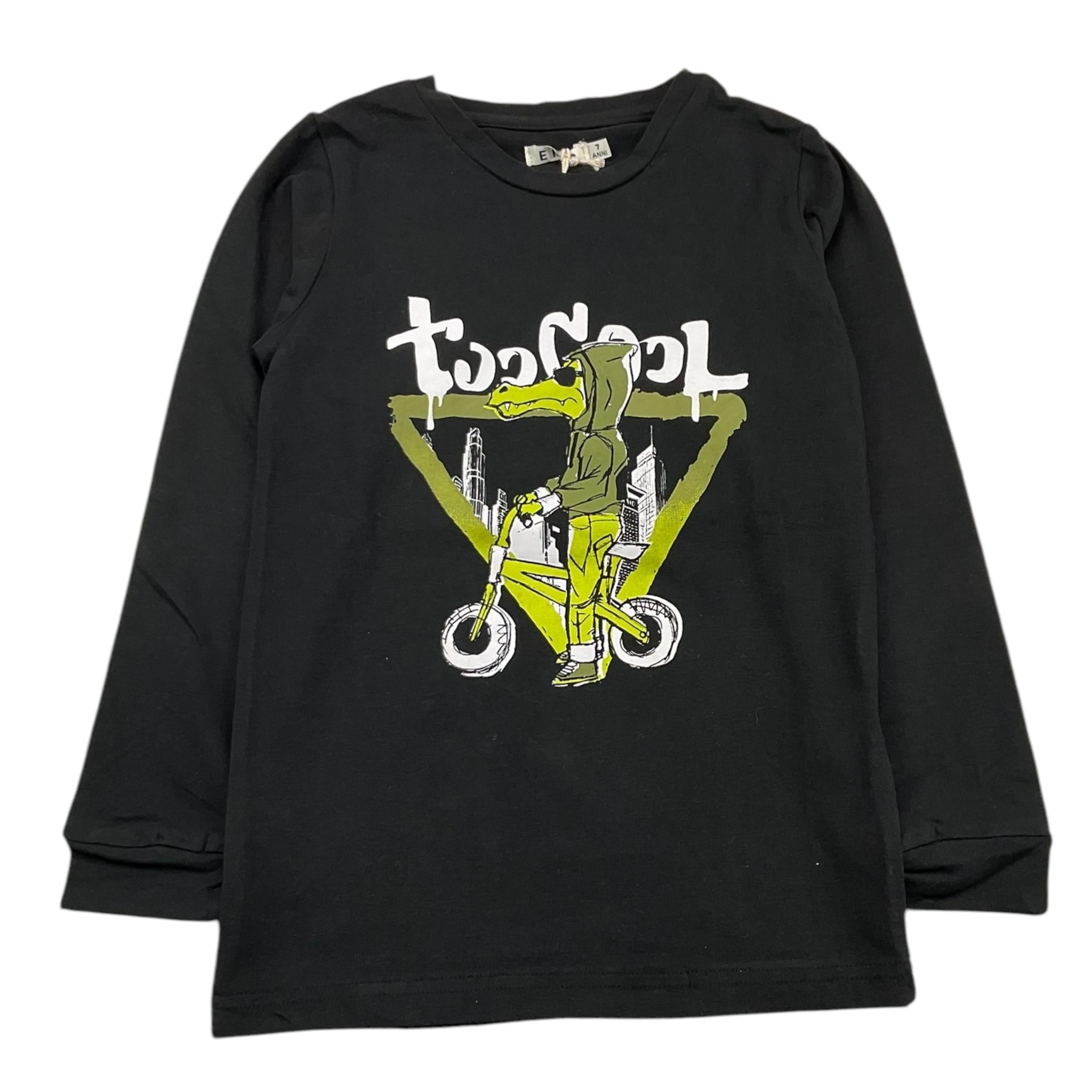 EMC shirt girocollo tinta unita con stampa in contrasto Nero per Bambino BX2314 NERO EMC 