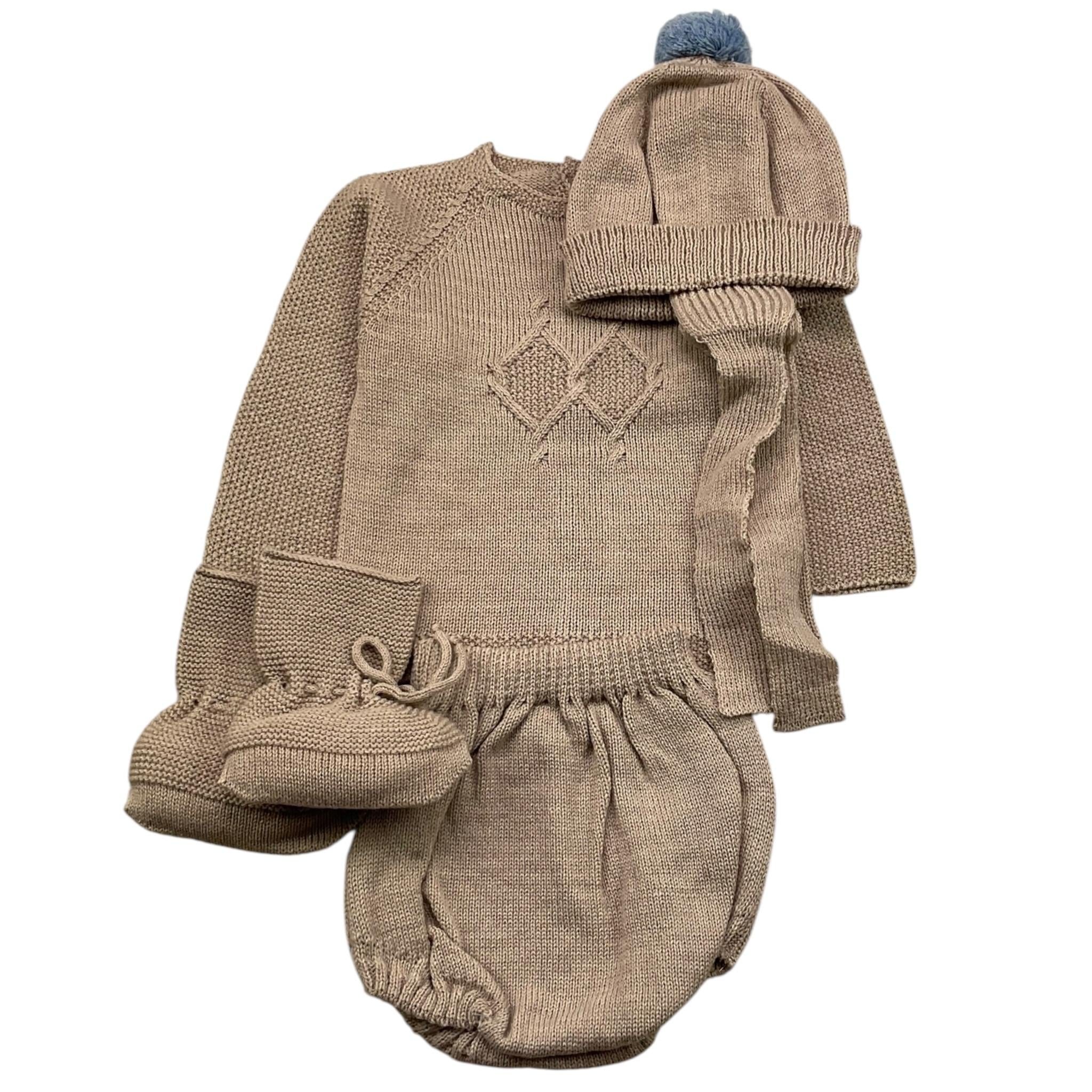MAC ILUSIO'N completo 3 pezzi maglia-cappello-culotte Beige per Neonato 9425X BEIGE MAC ILUSIO'N 