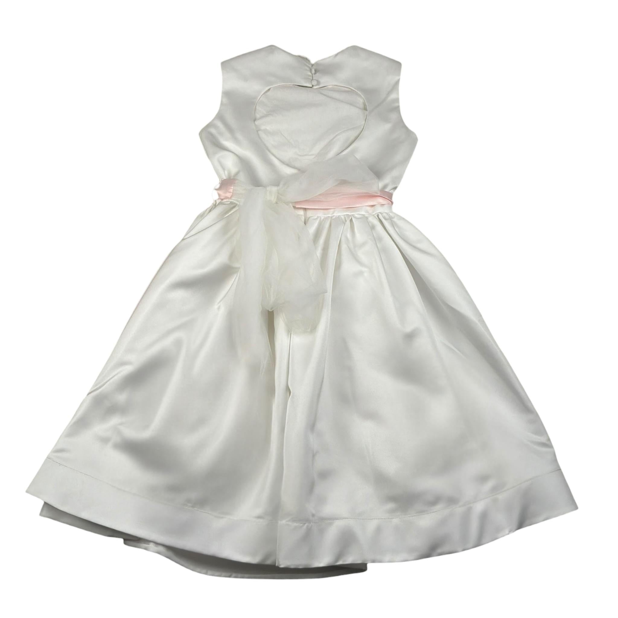 Les Gamins Abito Giromanica Tinta Unita con Cinturino per Bambina LG231020R BIANCO LES GAMINS 