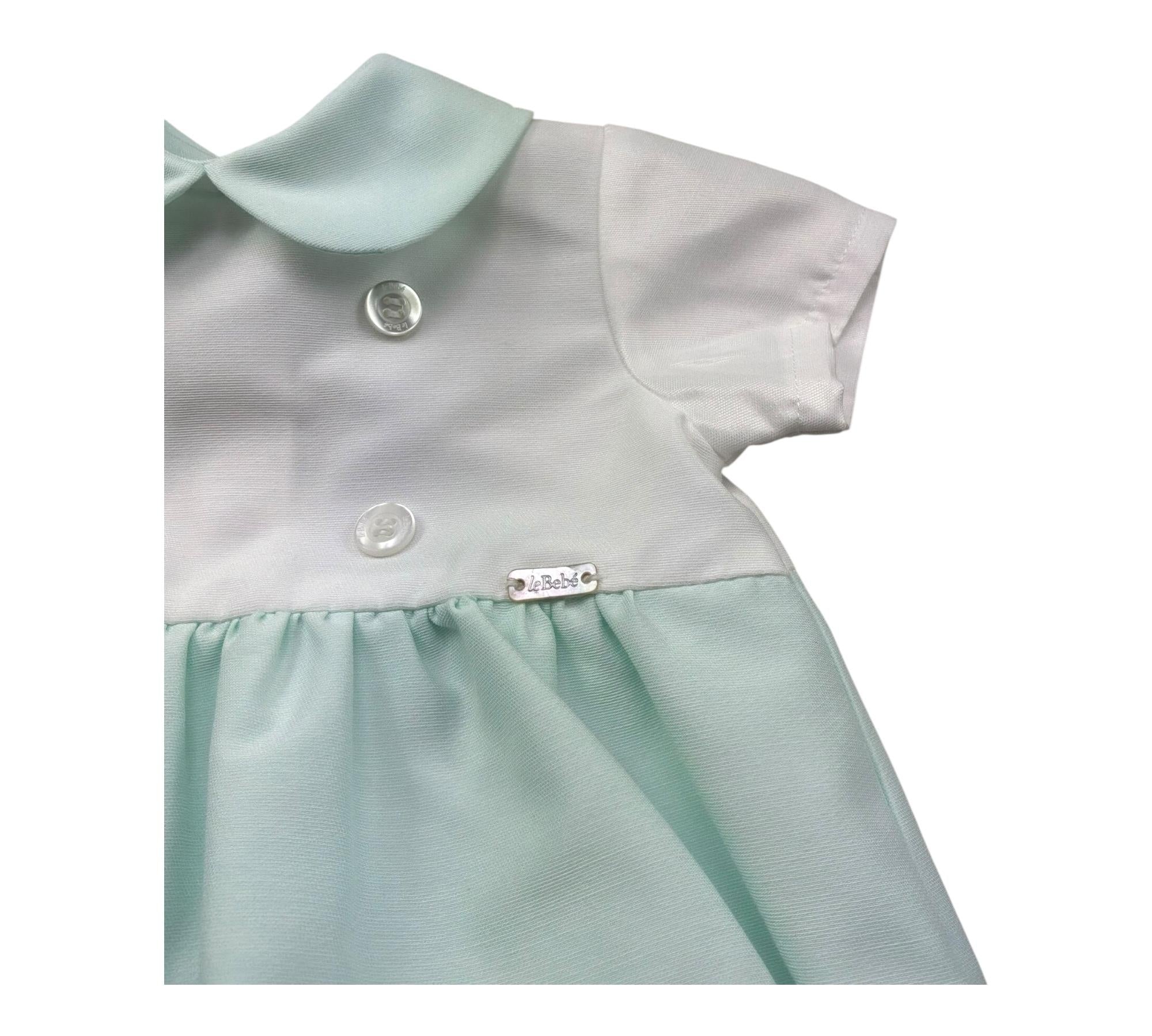 Le Bebe Pagliaccetto Mezza Manica Bicolore per Neonato LBB5421 BIANCO/VERDE ACQUA LE BEBE 
