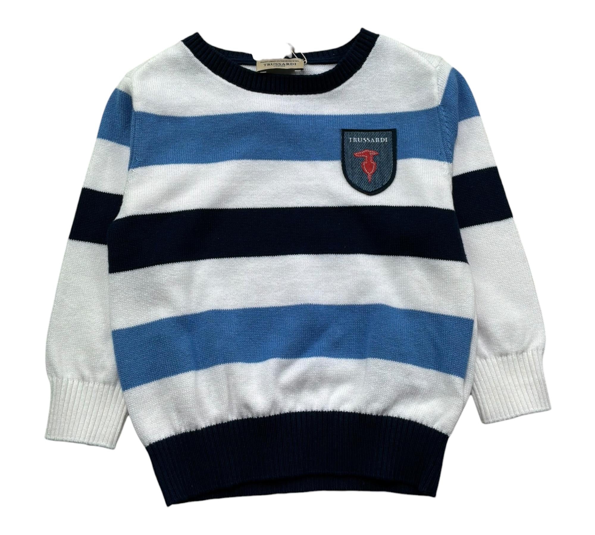 Trussardi Maglia Girocollo Fantasia A Righe per Neonato TIP26029MA BIANCO TRUSSARDI 