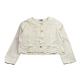 Fracomina Giubbino Crop Tinta Unita con Ricami per Bambina FM0574 BIANCO FRACOMINA 