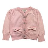 Angel'S Face Cardigan Tinta Unita Con Fiocchi Rosa Per Neonata