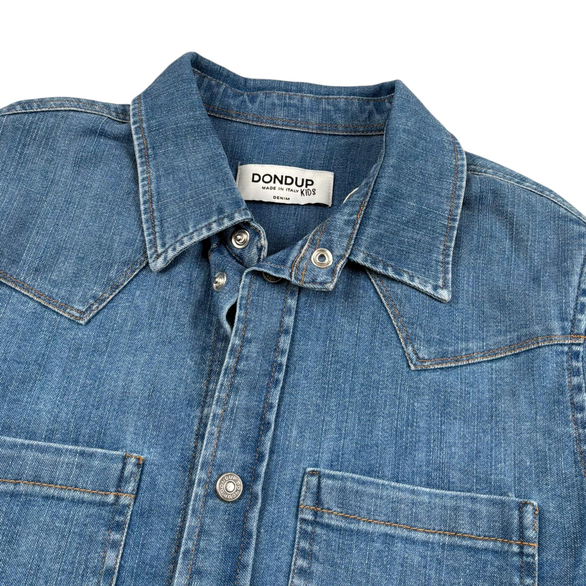 Dondup Camicia Manica Lunga Tinta Unita In Denim per Bambino DMCA043 AZZURRO DONDUP 