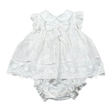 Barcellino Pagliaccetto Tinta Unita con Ricami per Neonata 110601 BIANCO BARCELLINO 