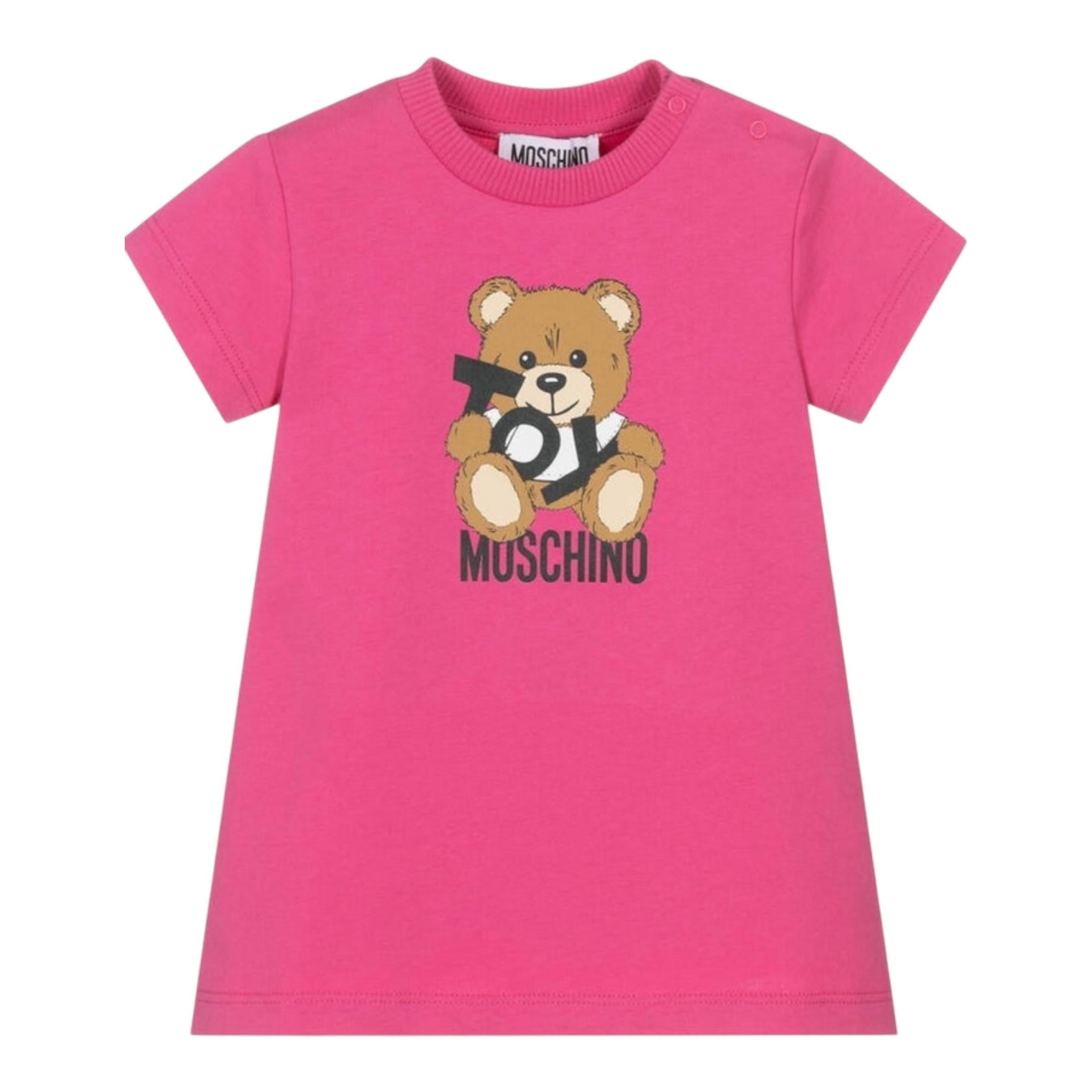 Moschino Abito Girocollo Tinta Unita con Stampa per Neonata MDV0C9XXX FUXIA MOSCHINO 