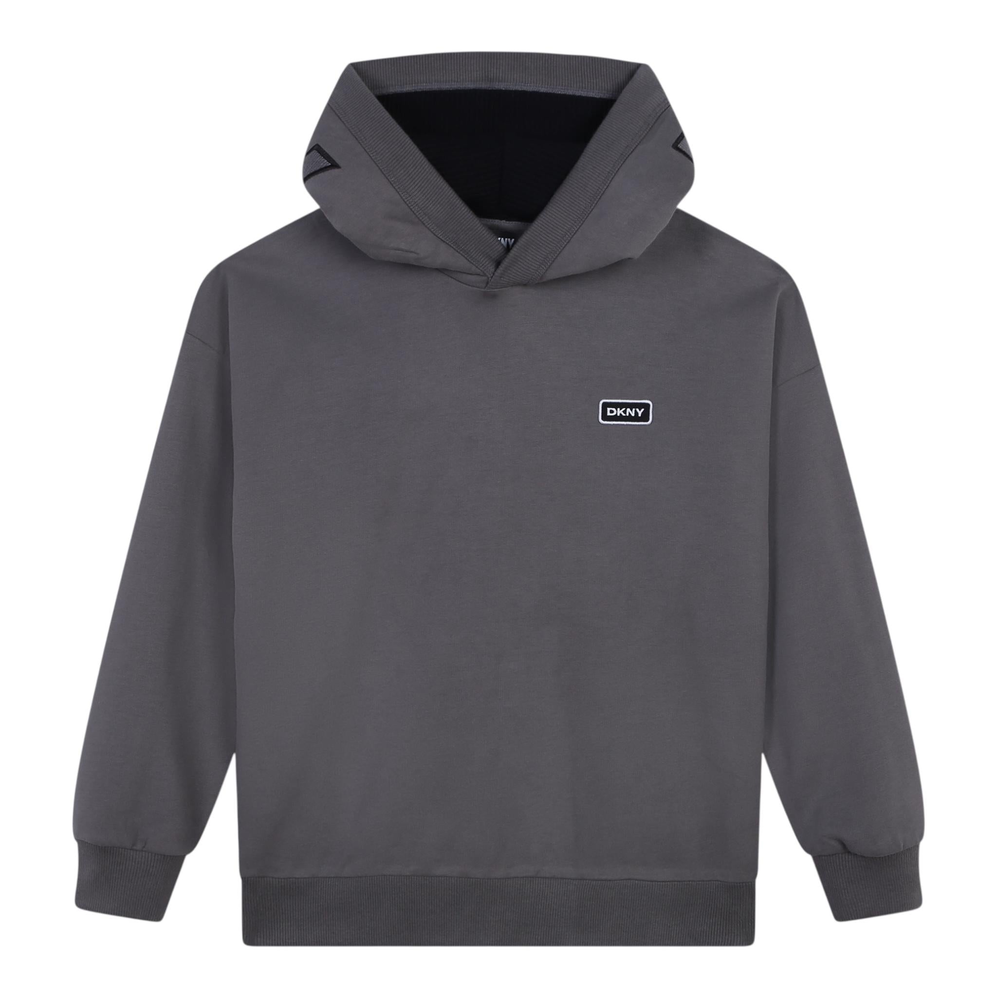 DKNY felpa chiusa con cappuccio tinta unita Grigio per Bambino D60207 GRIGIO DKNY 