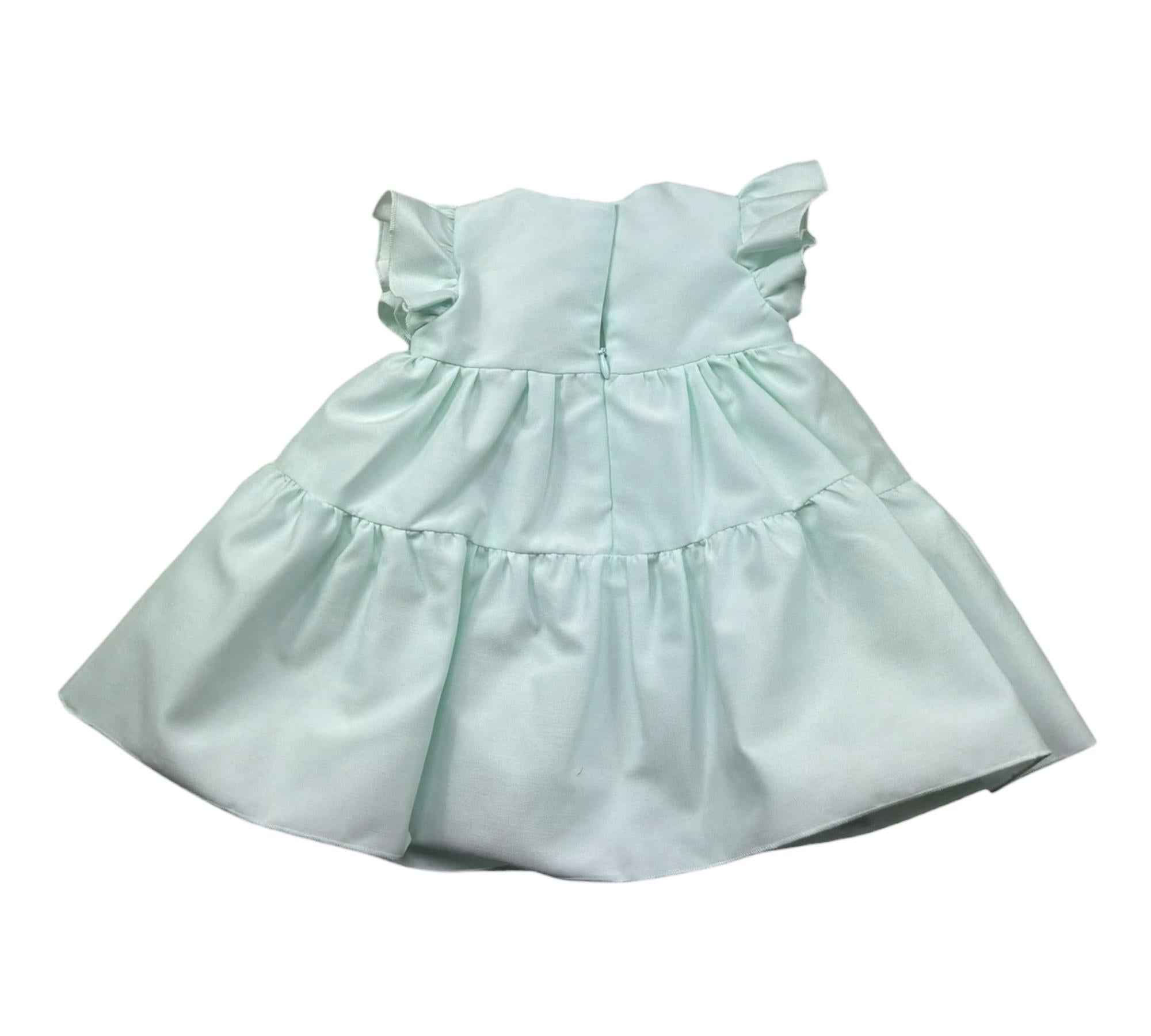 Le Bebe Abito Mezza Manica Tinta Unita per Neonata LBG6435 VERDE ACQUA LE BEBE 