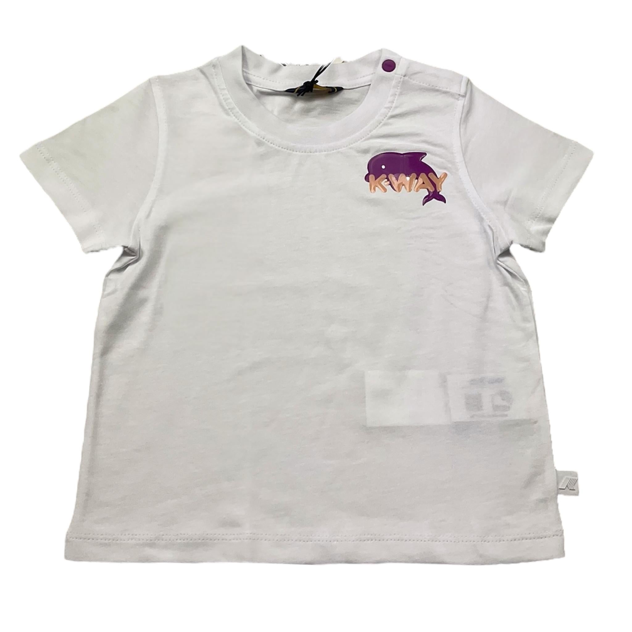K-Way T-Shirt Girocollo Tinta Unita con Logo per Neonata K4125NW BIANCO K-WAY 