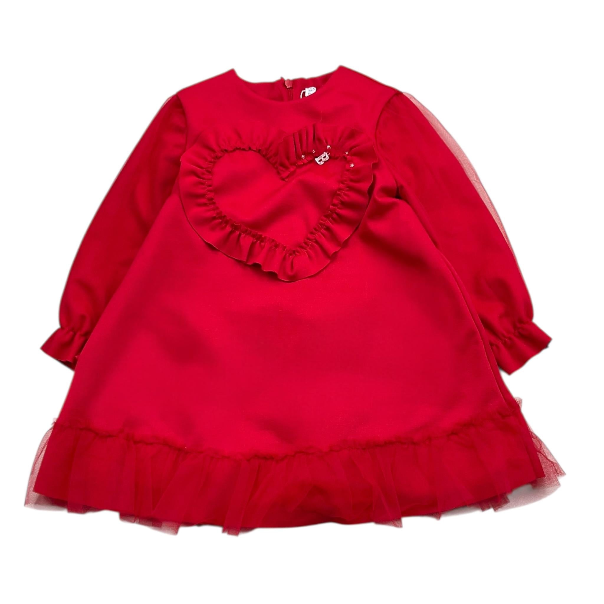 BARCELLINO abito tinta unita con applicazioni Rosso per Bambina 105219 ROSSO BARCELLINO 
