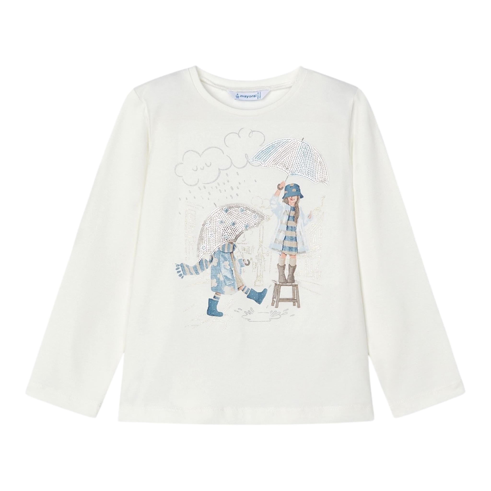 MAYORAL shirt girocollo tinta unita cn stampa in contrasto Bianco per Bambina 4067X BIANCO MAYORAL 