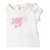 Liu Jo T-Shirt Girocollo Tinta Unita con Stampa In Contrasto Bianco per Neonata