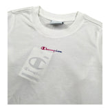 Champion Shirt Gircollo Tinta Unita con Logo per Bambina 404482 BIANCO CHAMPION 