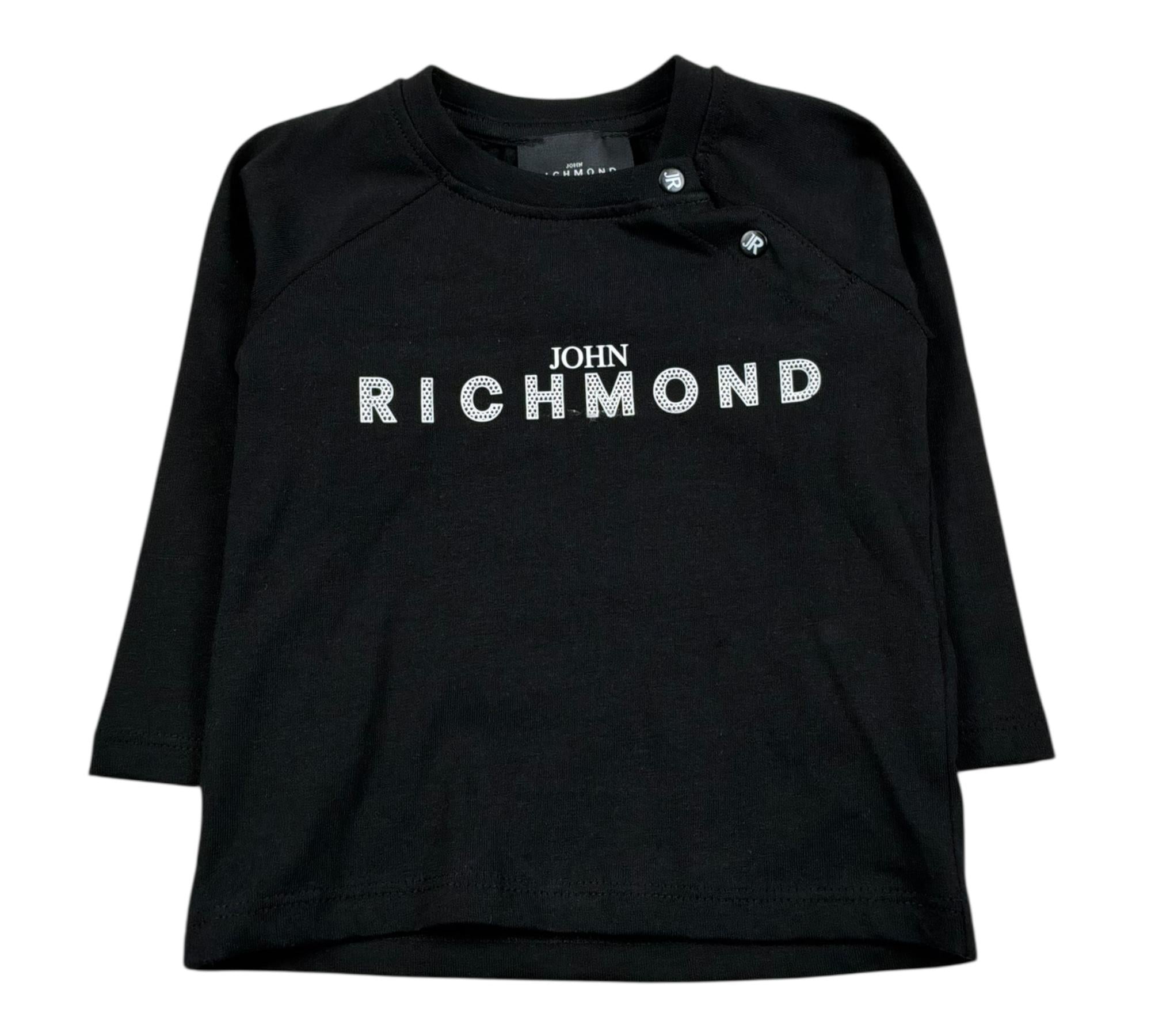 John Richmond Shirt Girocollo Tinta Unita con Logo per Neonato RIP26041TS NERO JOHN RICHMOND 