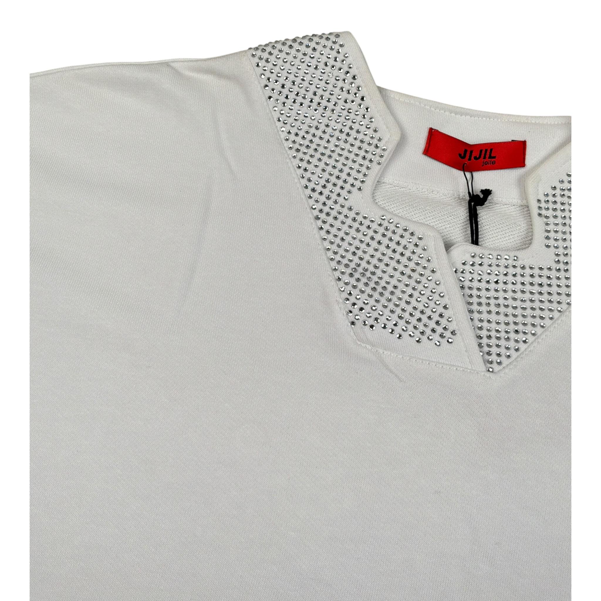 Jijil Abito Felpa tinta unita con Brillantini Bianco per Bambina JJE23AB079 BIANCO JIJIL 