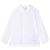 Simonetta Camicia Tinta Unita Con Colletto  Bianco Per Bambina