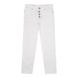 Dondup Pantalone Tinta Unita Con Boottoni E Tasche Bianco Per Bambina