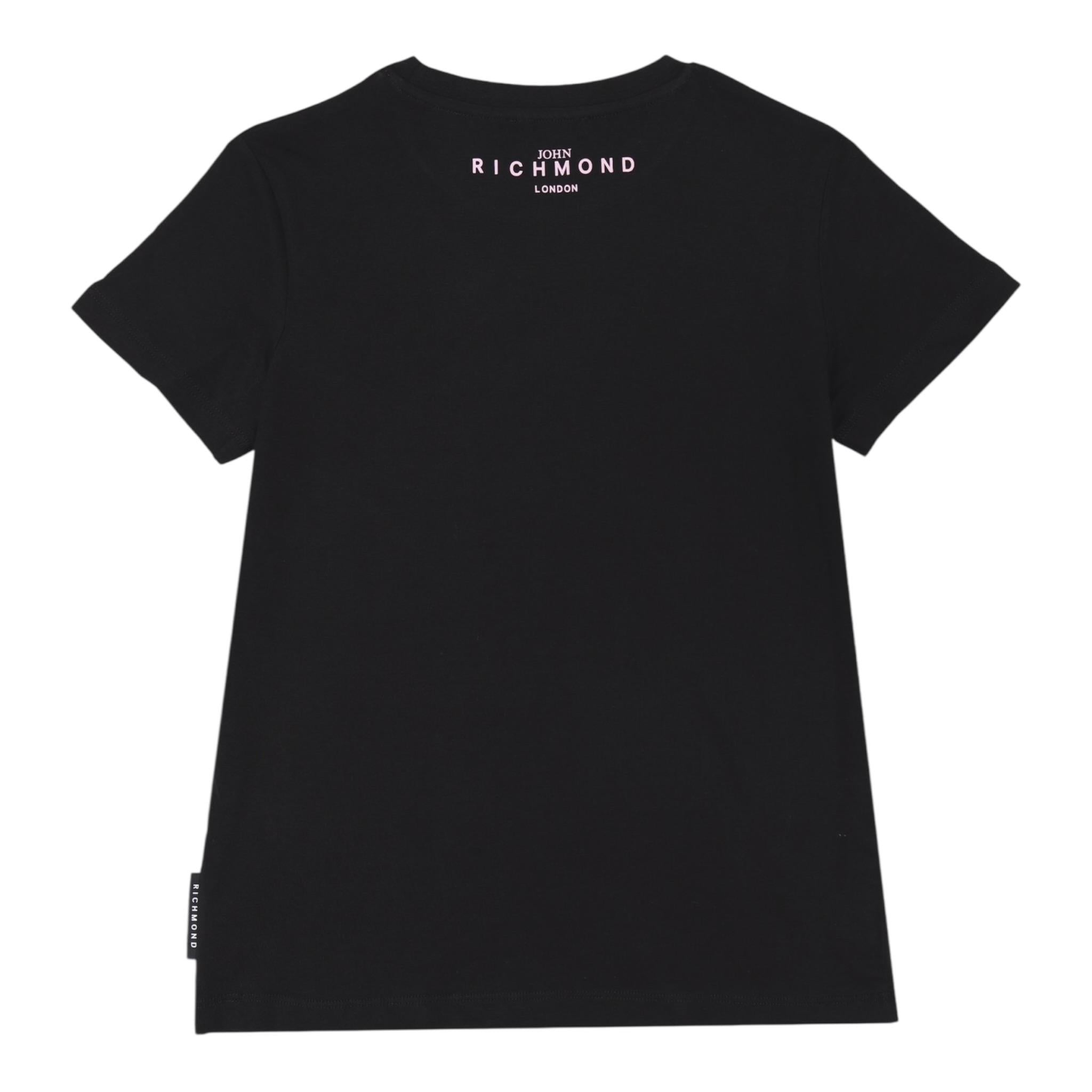 John Richmond T-Shirt Girocollo Tinta Unita con Stampa per Bambina RGP25002TSXX NERO JOHN RICHMOND 