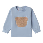 MINI BANDA shirt girocollo tinta unita con orso Azzurro per Neonato 3A617 AZZURRO MINI BANDA 