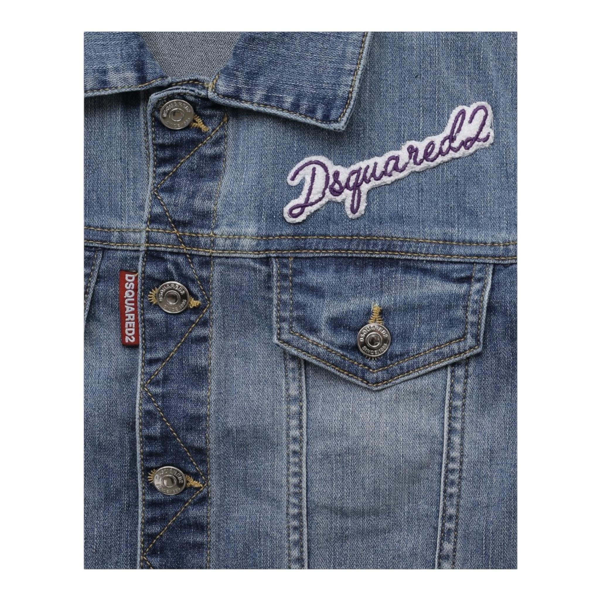 Dsquared2 Giubbino Modello Smanicato In Denim per Bambino DQ2123 BLU DSQUARED2 