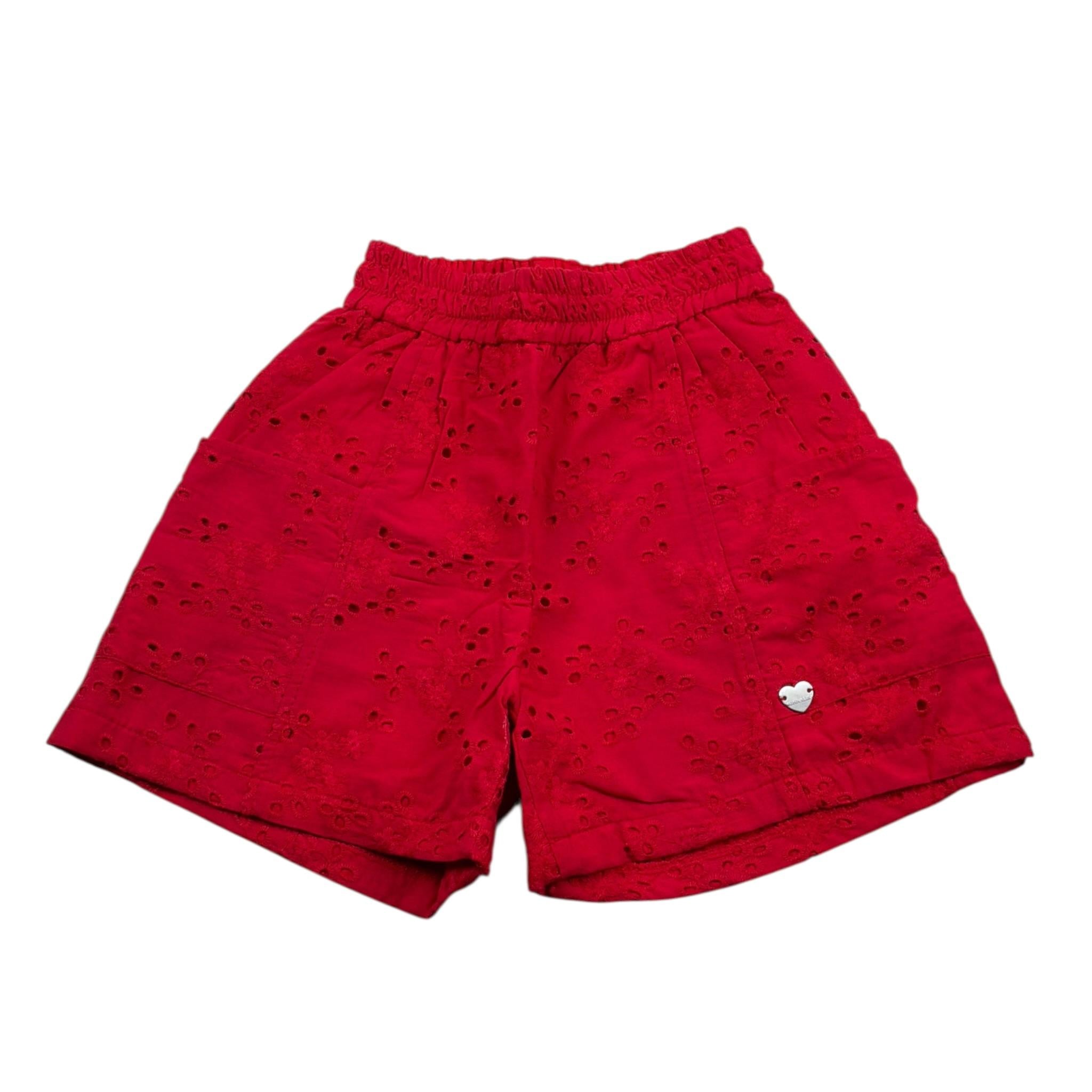 Monnalisa Short tinta unita In Pizzo Sangallo Rosso per Bambina 11C416 ROSSO MONNALISA 