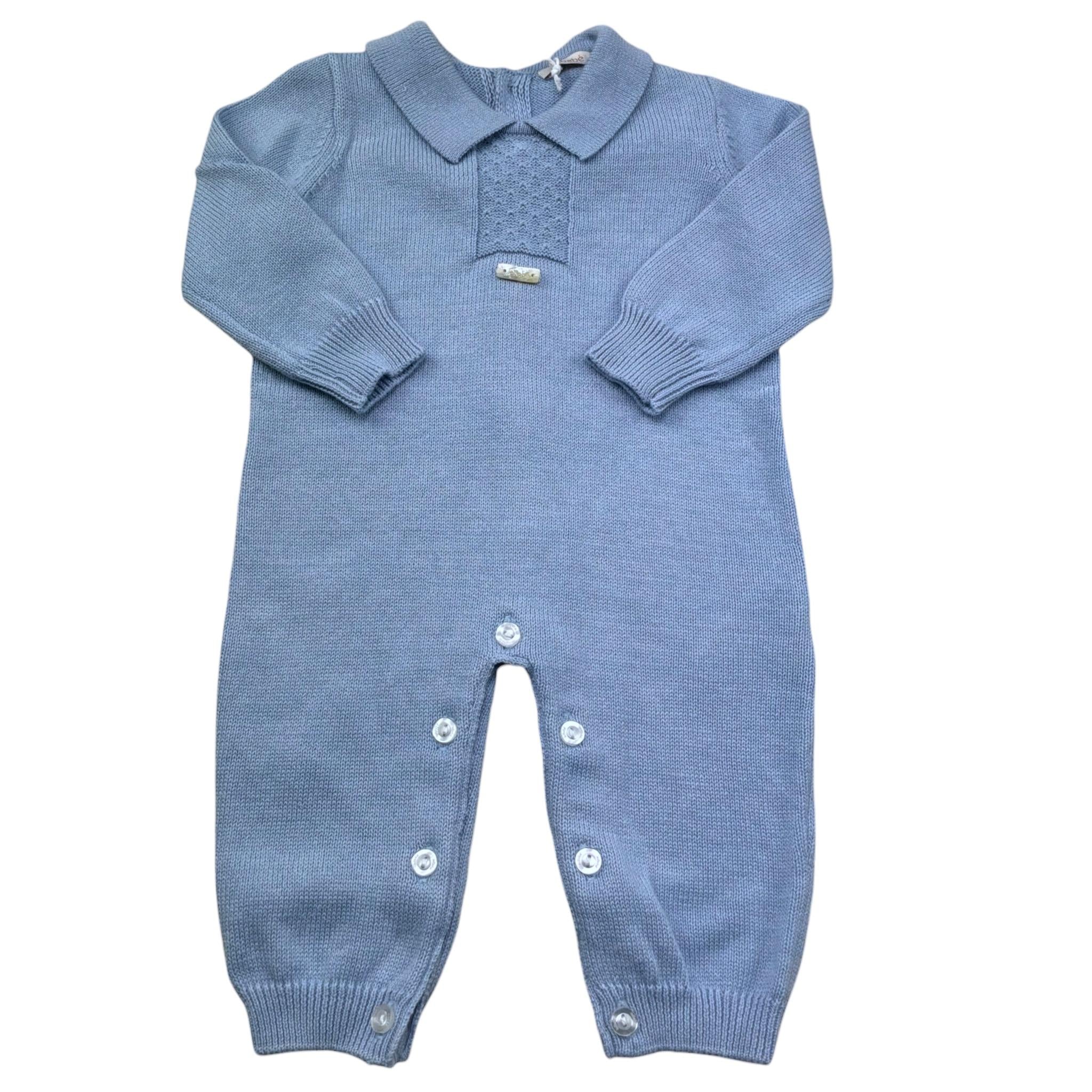 Le Bebe Tutina Manica Lunga Tinta Unita con Colletto per Neonato LBB5306 AZZURRO LE BEBE 