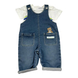 Moschino Completo 2 Pezzi T-Shirt-Salopette In Denim per Neonato MUG01P BIANCO MOSCHINO 