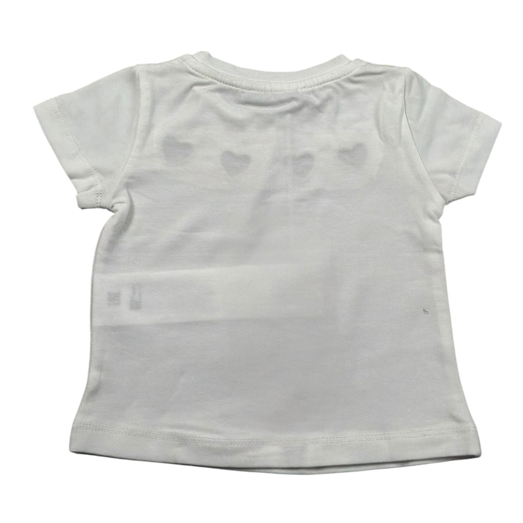 M+E' T-Shirt Girocollo Tinta Unita con Stampa per Neonata UE1257 BIANCO M+E' 