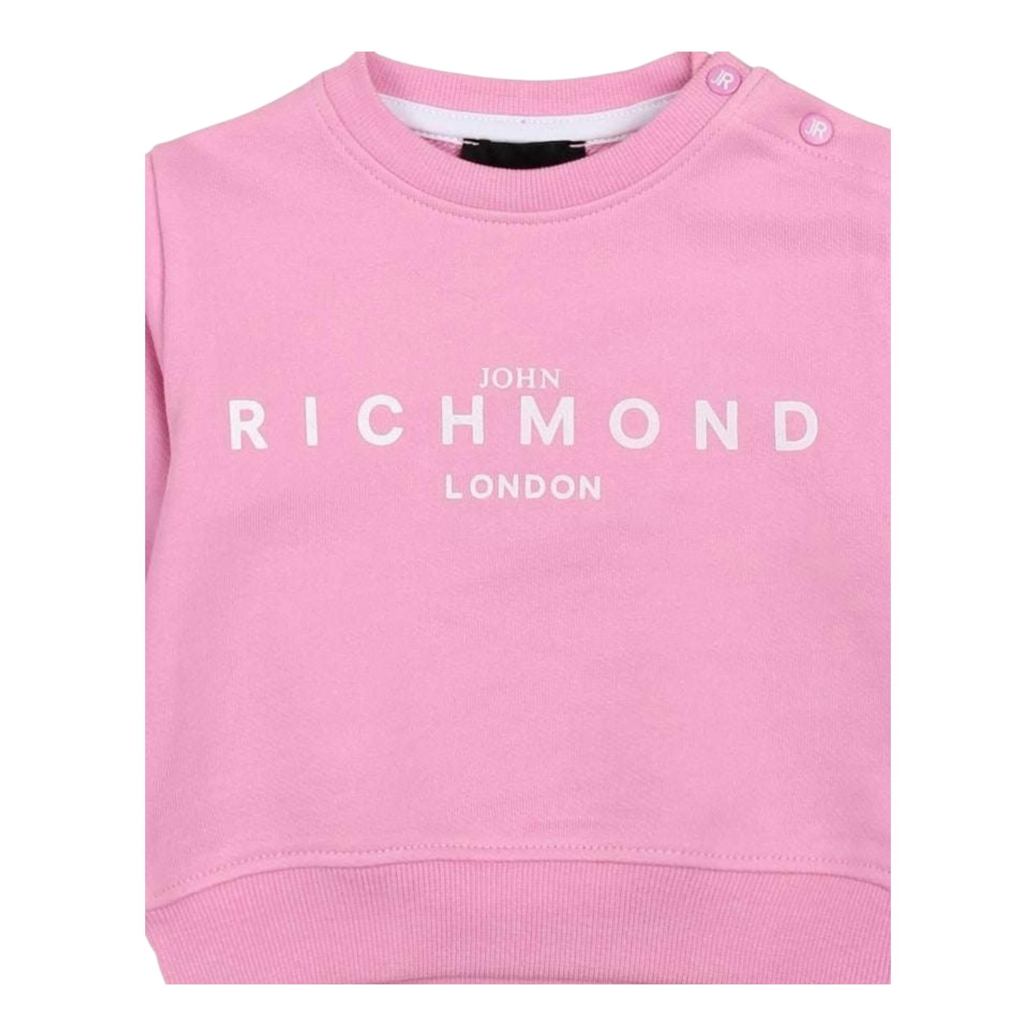 John Richmond Felpa Girocollo Tinta Unita con Stampa per Bambina RIP25003FE ROSA JOHN RICHMOND 