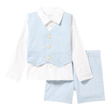 Guess Completo 3 Pezzi Camicia-Gilet-Bermuda per Neonato I3RG13WF7I0 AZZURRO GUESS 