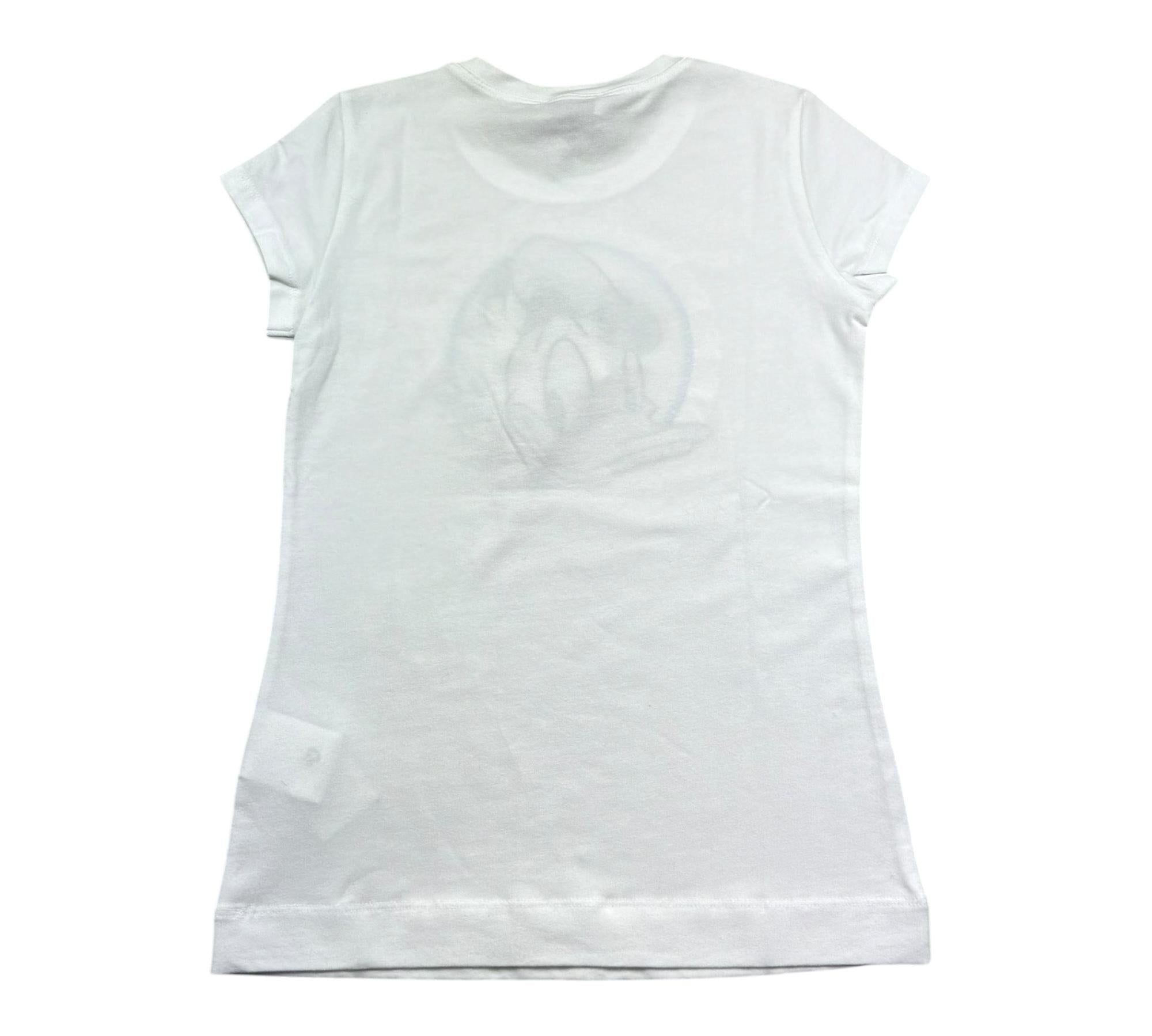 Monnalisa T-Shirt Girocollo Tinta Unita con Brillantini per Bambina 191603S4 BIANCO MONNALISA 