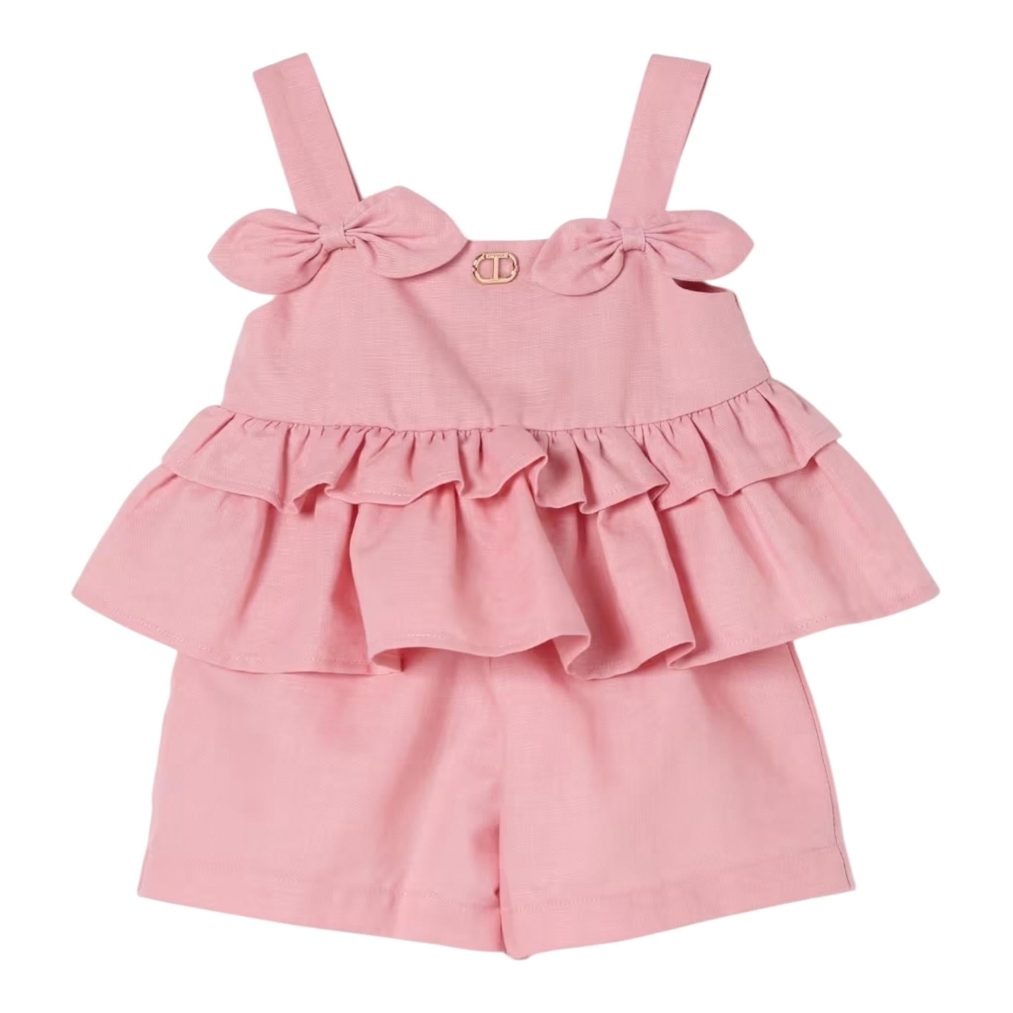 Twinset Completo 2 Pezzi Top-Short Tinta Unita per Neonata 251GJ2404 ROSA TWINSET 