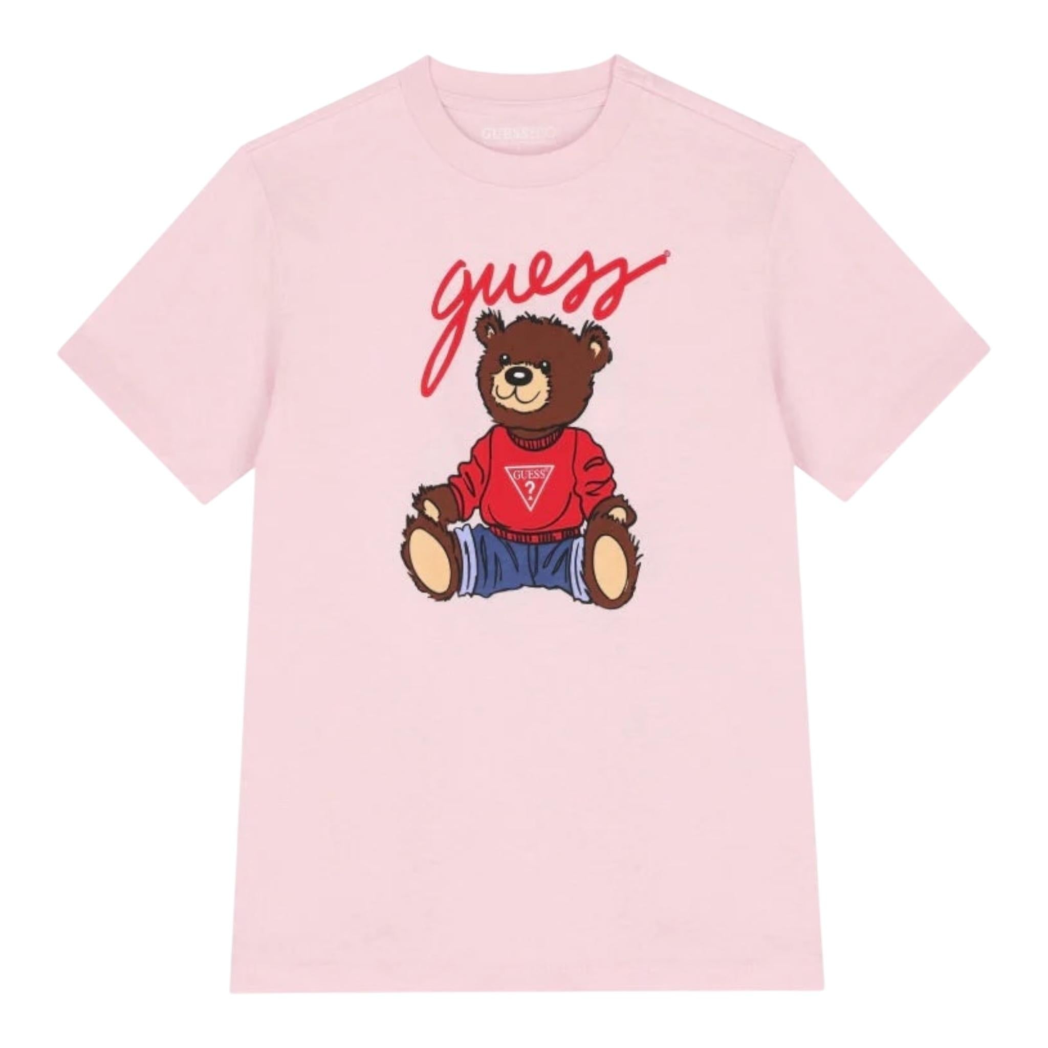 Guess T-Shirt Tinta Unita con Stampa per Neonata H4BT01I3Z14 ROSA GUESS 