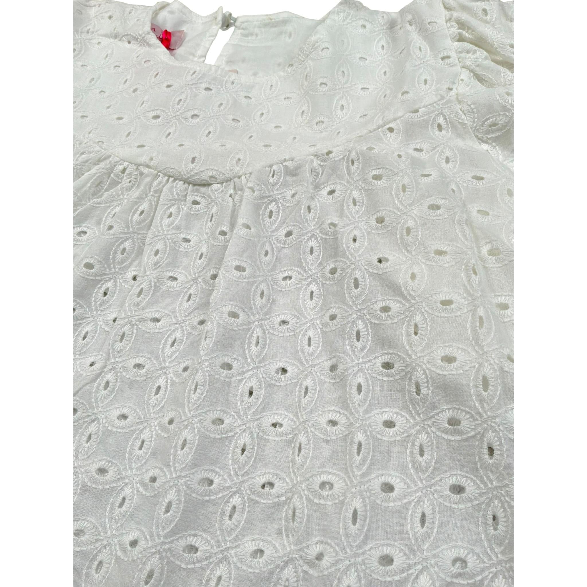 Kaos Camicia Tinta Unita Traforata per Bambina KS164 BIANCO KAOS 