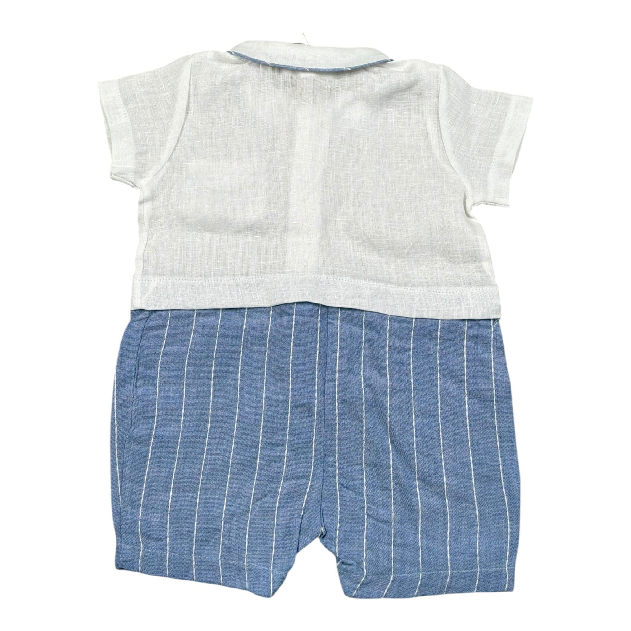 Lalalu' Pagliaccetto Bicolore Mezza Manica per Neonato PAL03P BIANCO/AZZURRO LALALU' 