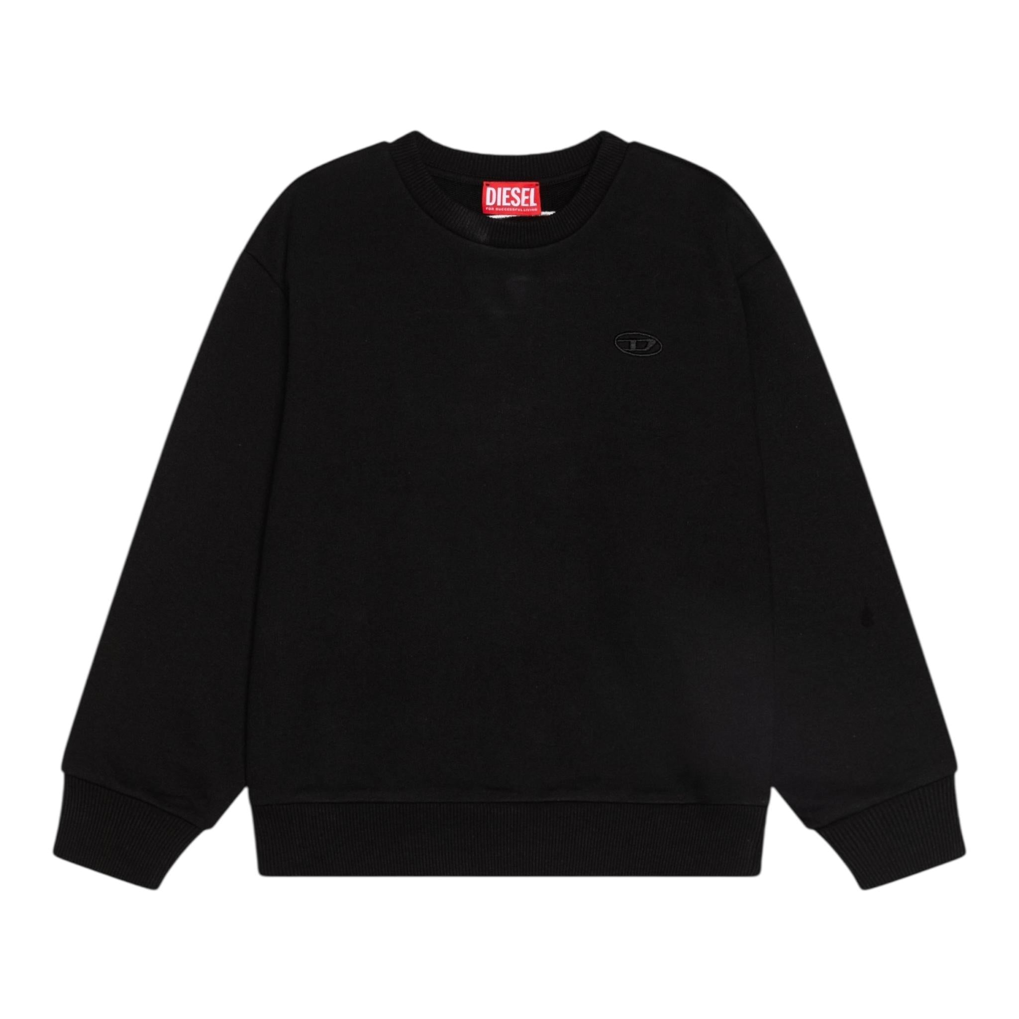 Diesel Felpa Chiusa Girocollo Tinta Unita con Logo per Bambino J02274 NERO DIESEL 