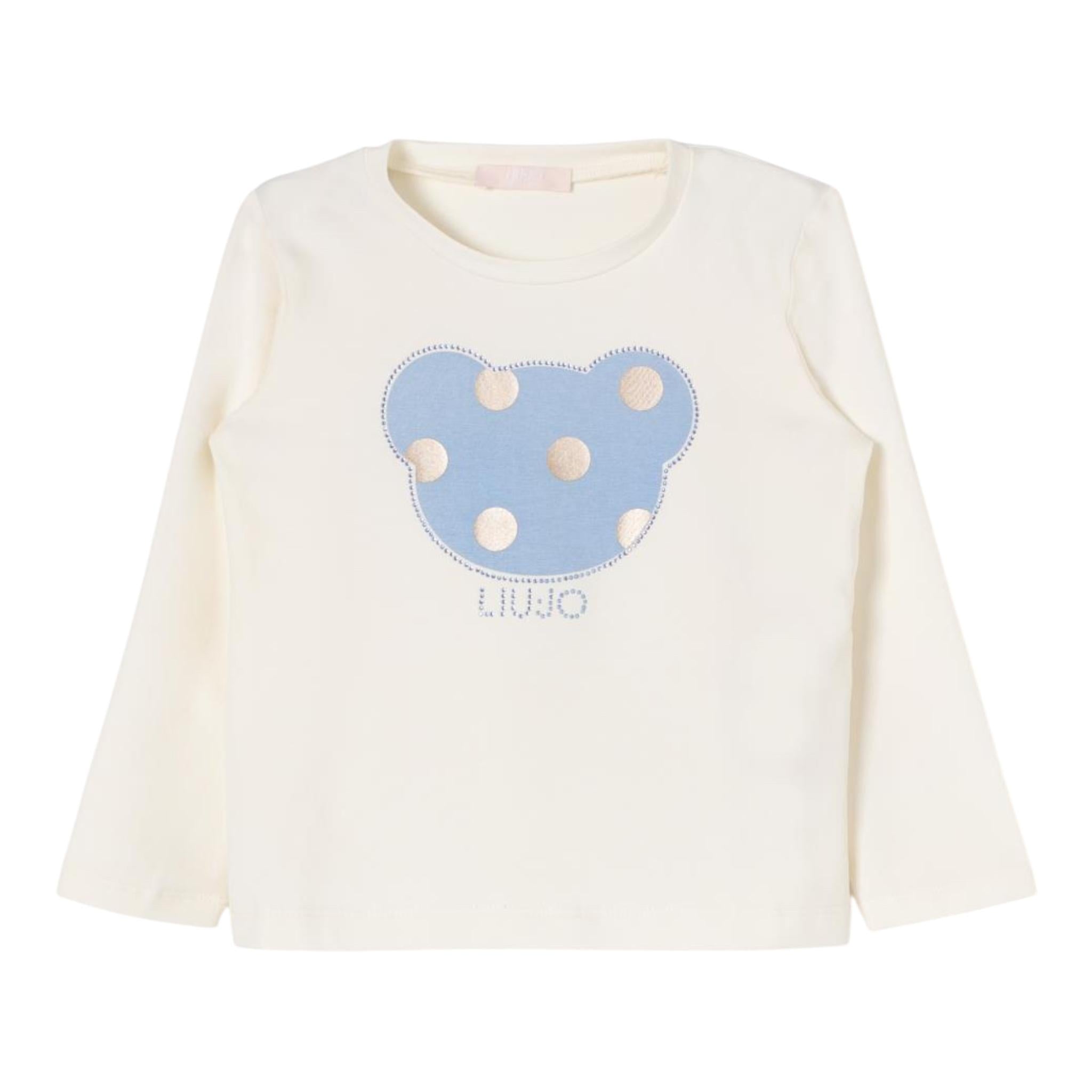 LIU JO shirt girocollo tinta unita con stampa in contrasto Panna per Bambina KF4067X PANNA LIU JO 