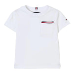 Tommy Hilfiger T-Shirt Girocollo Tinta Unita con Logo per Bambino KB0KB08817 BIANCO TOMMY HILFIGER 