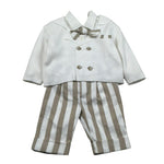 Marlu' Completo 4 Pezzi Cardigan-Camicia-Papillin-Pantalone per Neonato EF6661 PANNA MARLU' 