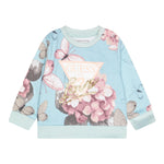 Guess Felpa Chiusa Girocollo Tinta Unita con Stampe per Bambina K5RQ01KA6R4J AZZURRO GUESS 