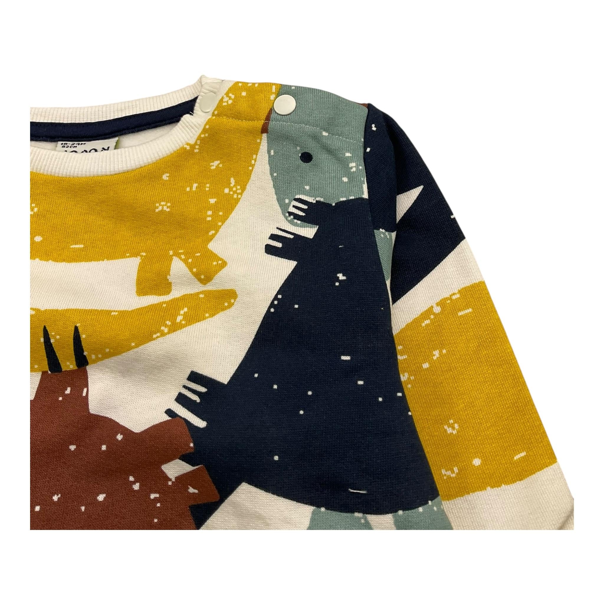 LOSAN felpa chiusa gircollo tinta unita stampa fantasia Bianco per Neonato 51031623017009 BIANCO LOSAN 