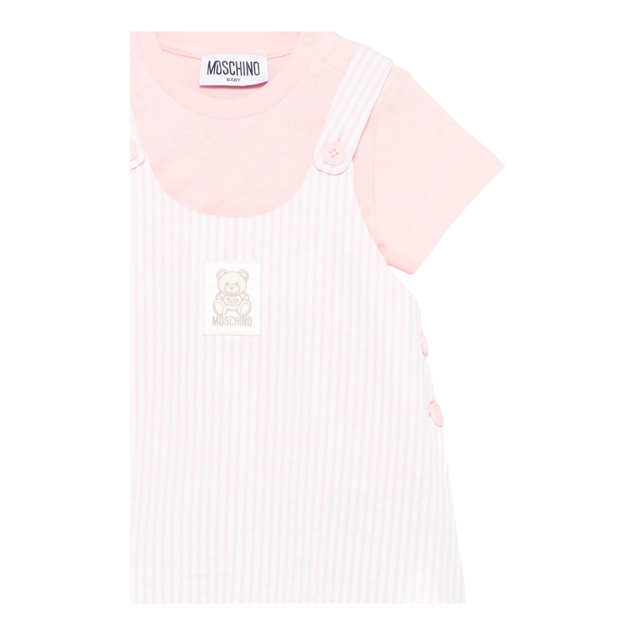Moschino Completo 2 Pezzi T-Shirt-Salopette per Neonata MUG01L ROSA MOSCHINO 